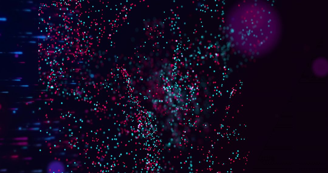 Colorful Particles Swirling in Digital Space