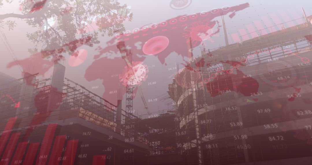 Global Finance Analytics Overlaid on Active Construction Background