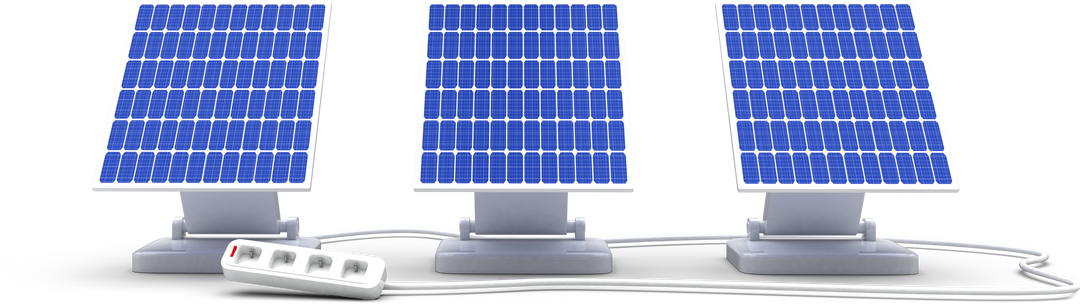 Transparent Setup of Triple Solar Panels with Power Cable for Renewable Energy - Download Free Stock Images Pikwizard.com