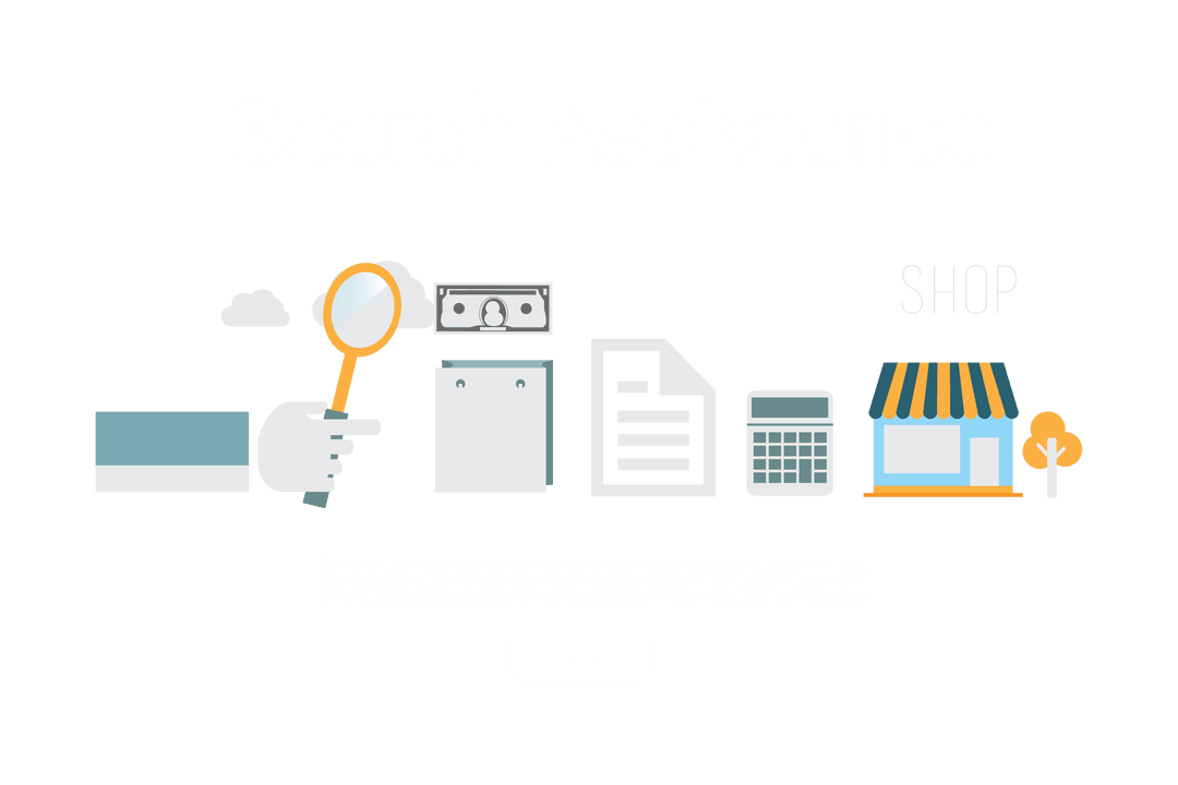 Search Assistance Concept with Service Icons on Transparent Background