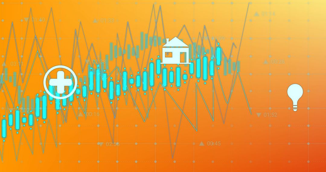 Data Analytics and Technology on Orange Background