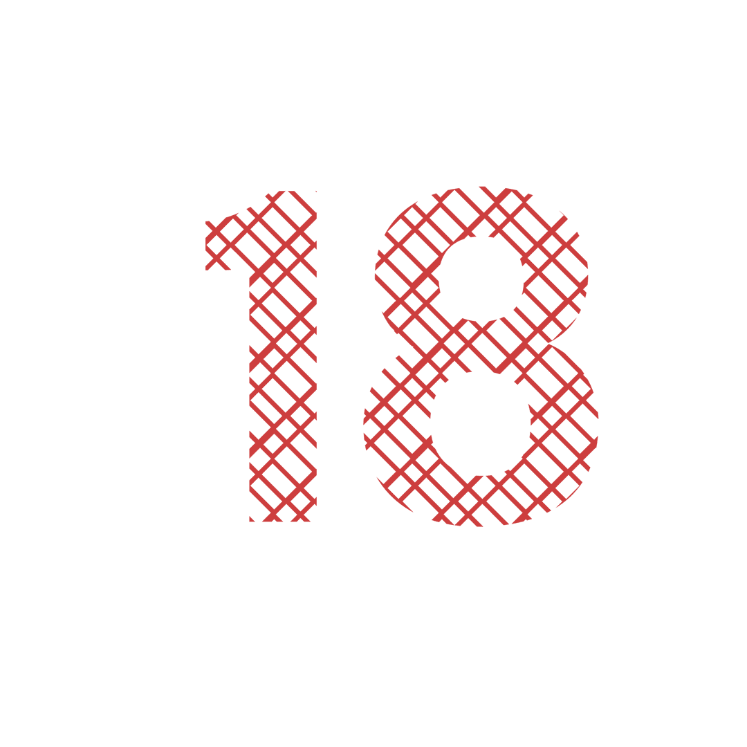 Red Patterned 18 Number on Transparent Background for Celebrations