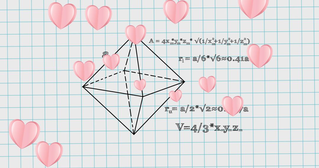 Falling Hearts Overlay on Math Equations in Notebook
