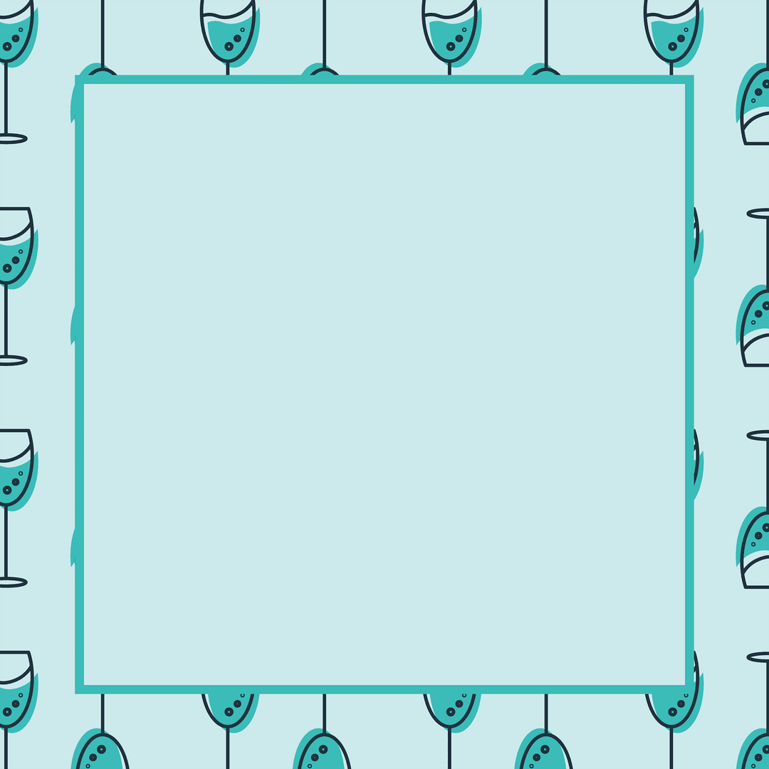 Transparent Frame with Wine Glass Pattern and Green Border for Text