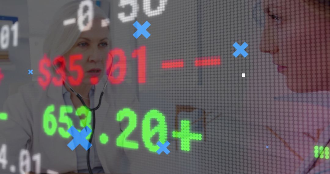 Doctor Consultation with Financial Data Overlay