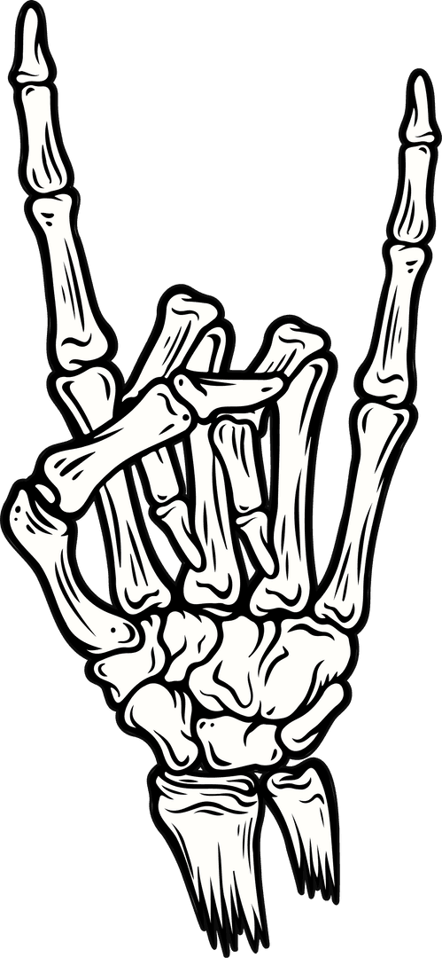 Skeletal Hand Rock-On Gesture Vector Illustration