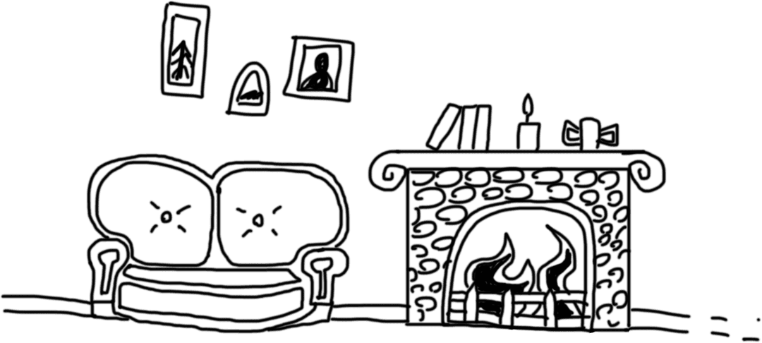 Cozy Living Room with Fireplace and Comfortable Sofa in Transparency