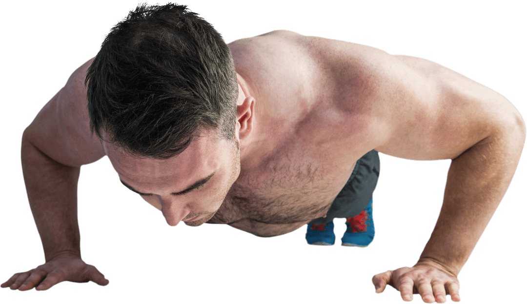 Transparent Male Bodybuilder Performing Push-Up Exercise