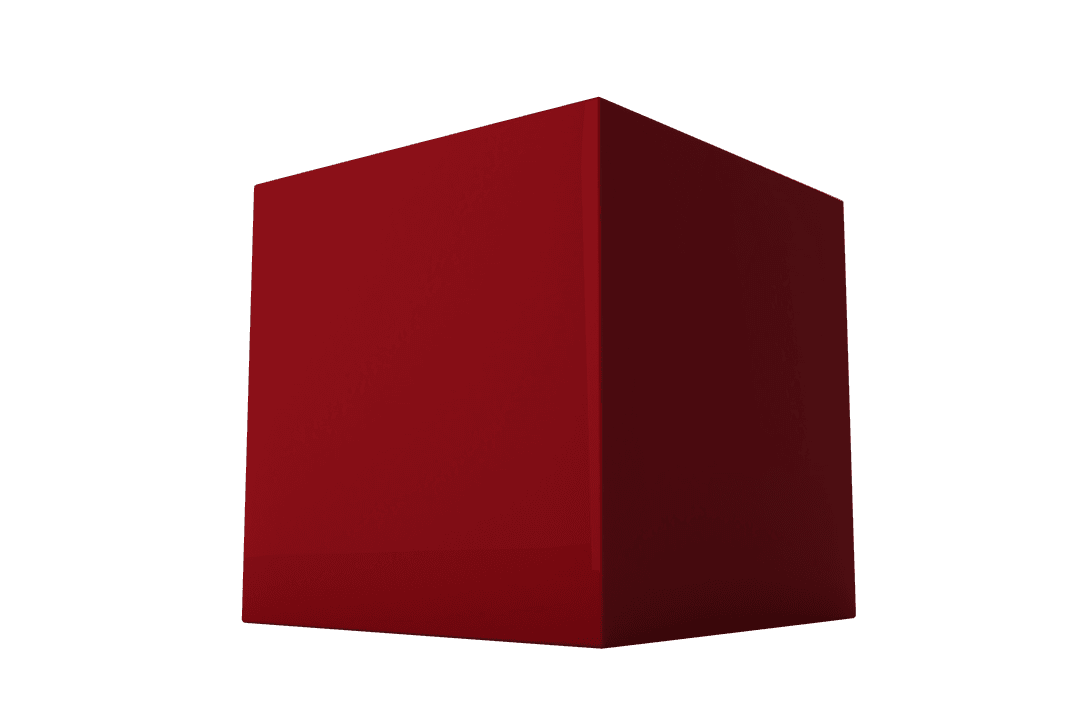 Glossy Red Cube Digital Illustration on Transparent Background