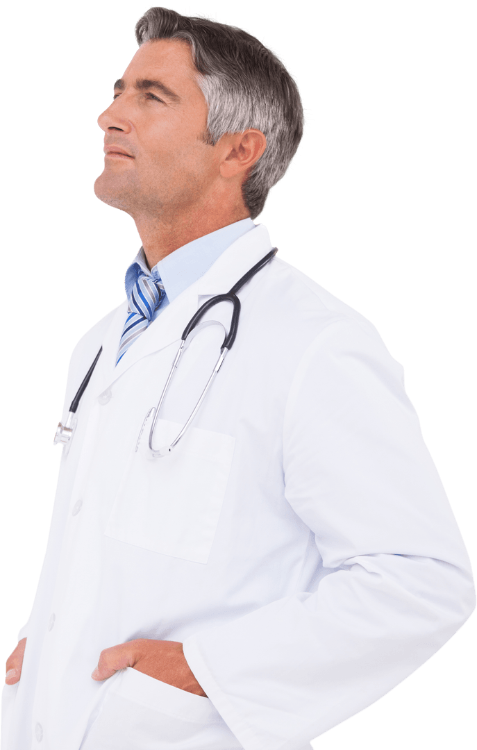 Transparent Doctor Thinking with Hands in Pockets