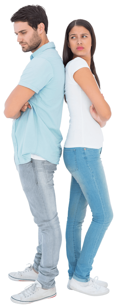 Transparent Unhappy Couple Standing Back-to-Back