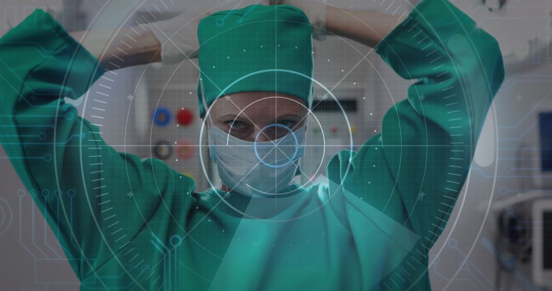 Surgeon in Operating Room with Medical Technology Interface