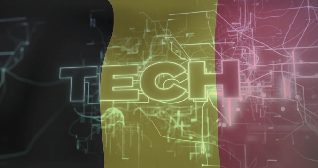 Futuristic TECH Graphic with Neon Circuitry Overlay