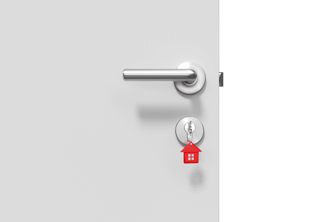 Digital Door with House Keychain on Transparent Background Illustration