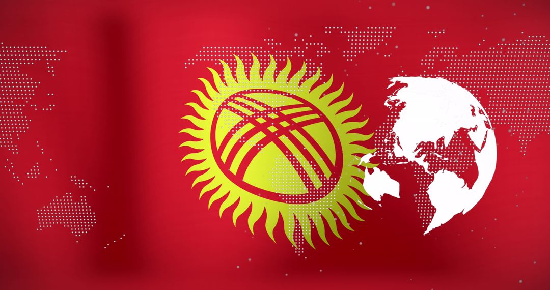 Digital Network Over Kyrgyzstan Flag Representation