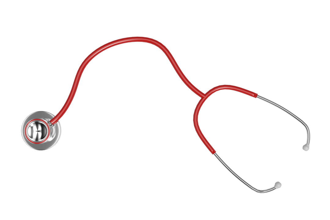 Transparent Red Stethoscope on White Background