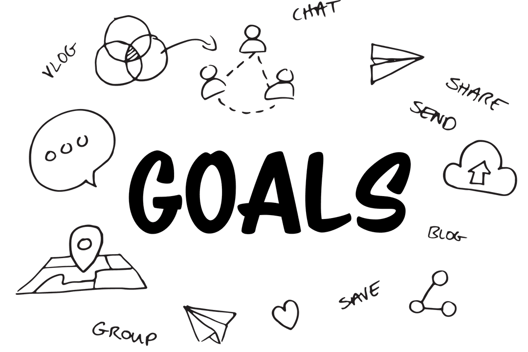 Goals and Communication Icons on Transparent Background