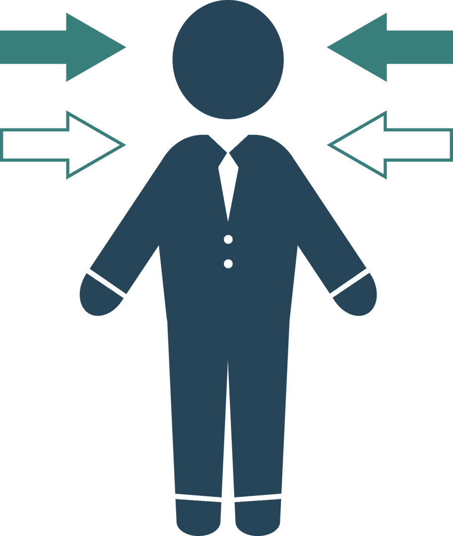 Transparent Business Icon Figure with Directional Arrows