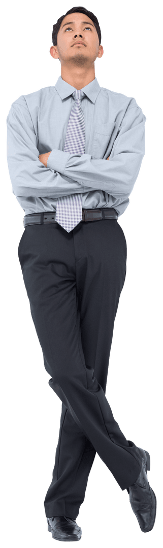 Thoughtful Businessman in Formal Attire on Transparent Background