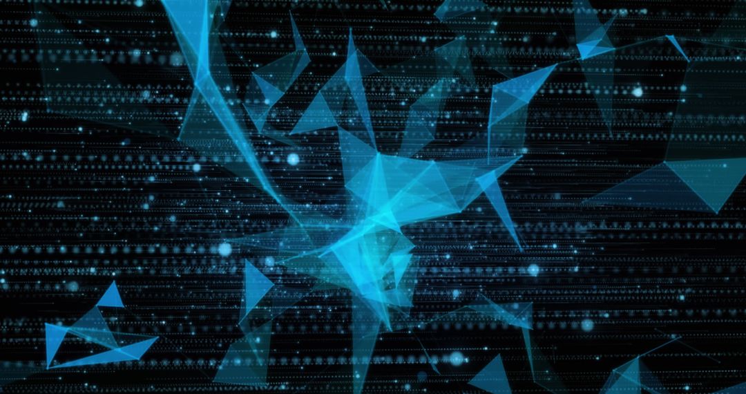 Abstract Futuristic Digital Interface with Blue Geometric Shapes