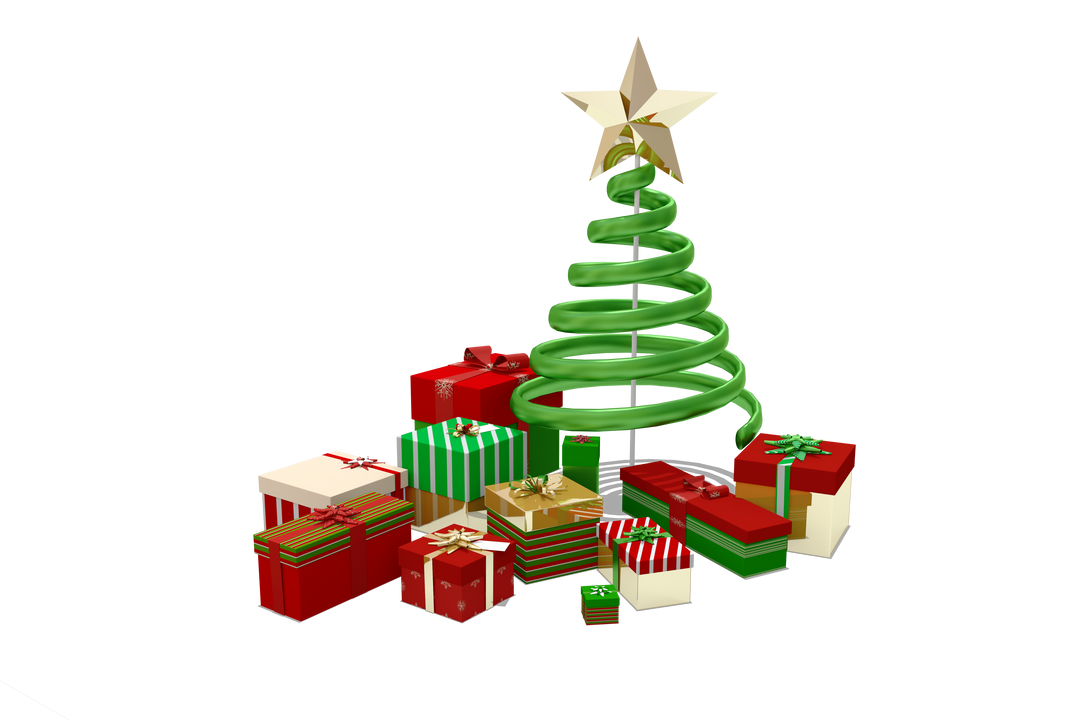 Transparent Green Spiral Christmas Tree with Gifts - Download Free Stock Images Pikwizard.com