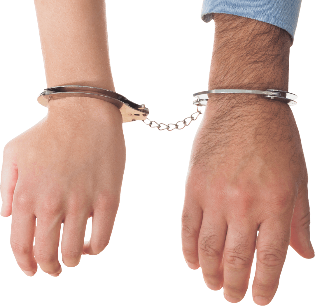 Transparent Close-Up of Businessman and Businesswoman Handcuffed