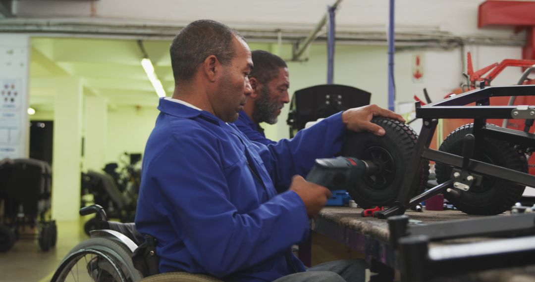 Disabled Workers Assembling Equipment in Inclusive Workplace - Free Images, Stock Photos and Pictures on Pikwizard.com