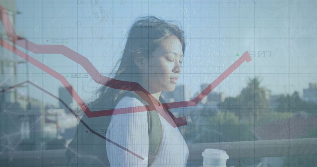 Composite of Woman and Digital Data Visualization Concept