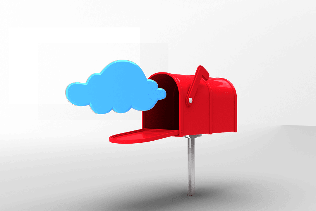 Cloud in Red Mailbox Isolated on Transparent Background