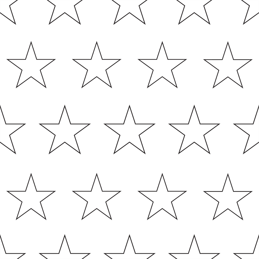 Seamless Black White Star Pattern on Transparent Background