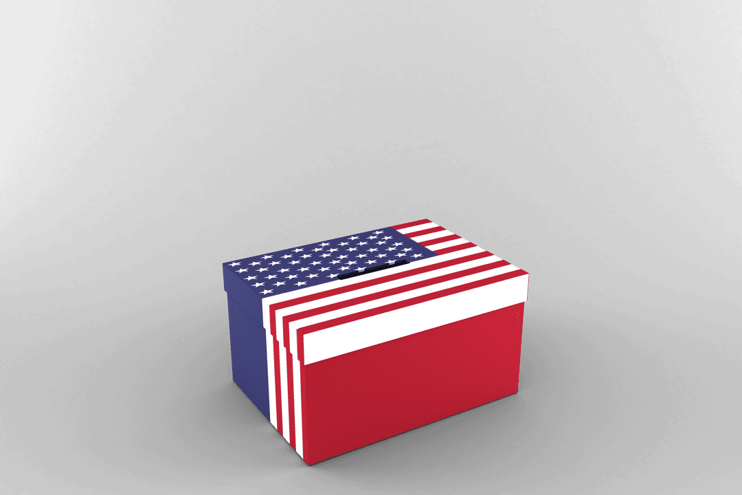 Cardboard Box with Transparent American Flag Design