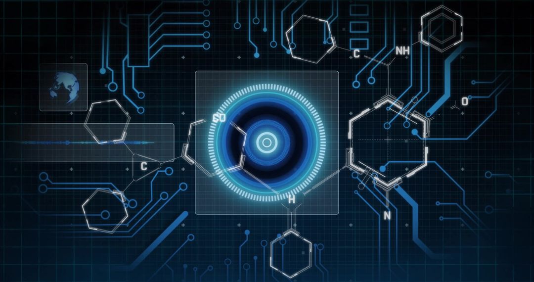 Futuristic Holographic Interface with Molecular Diagrams