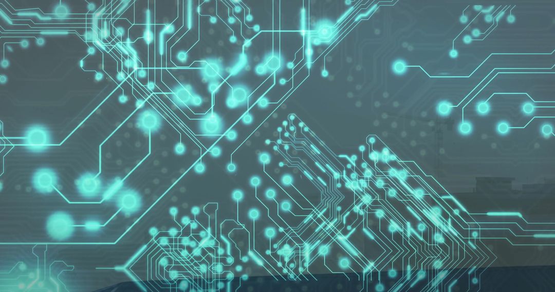 Futuristic Digital Circuit Board with Cyan Glow