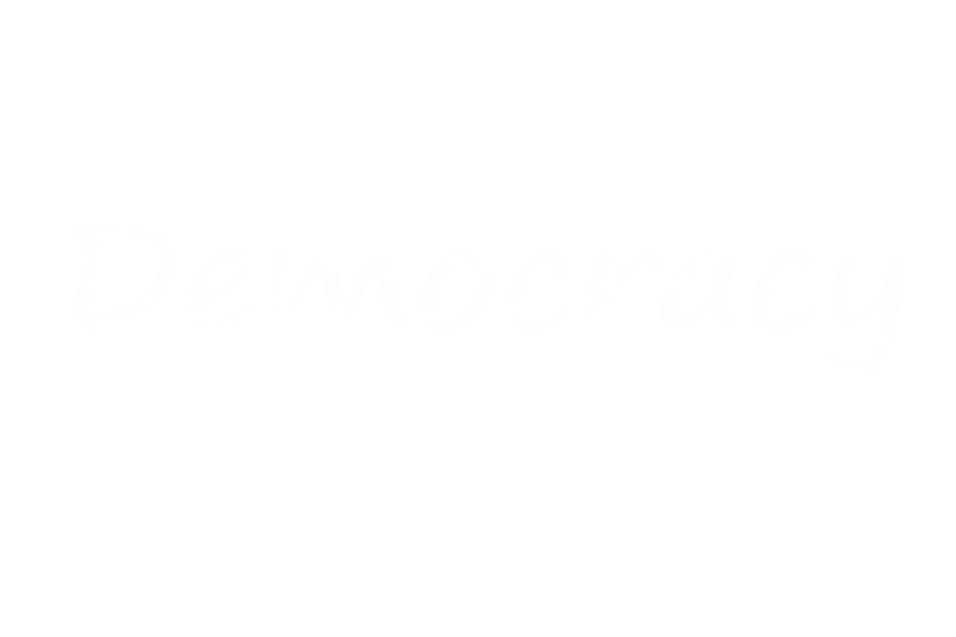 Transparent White Text Saying Democracy on Clear Background
