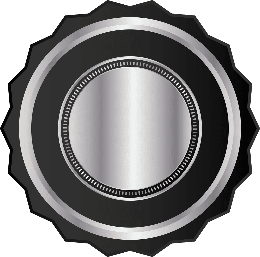 Black and Silver Circular Arrow Symbol on Transparent Background