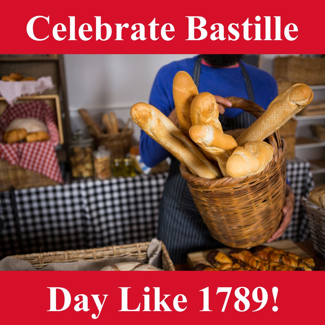 Human Holding Basket of Baguettes Celebrating Bastille Day
