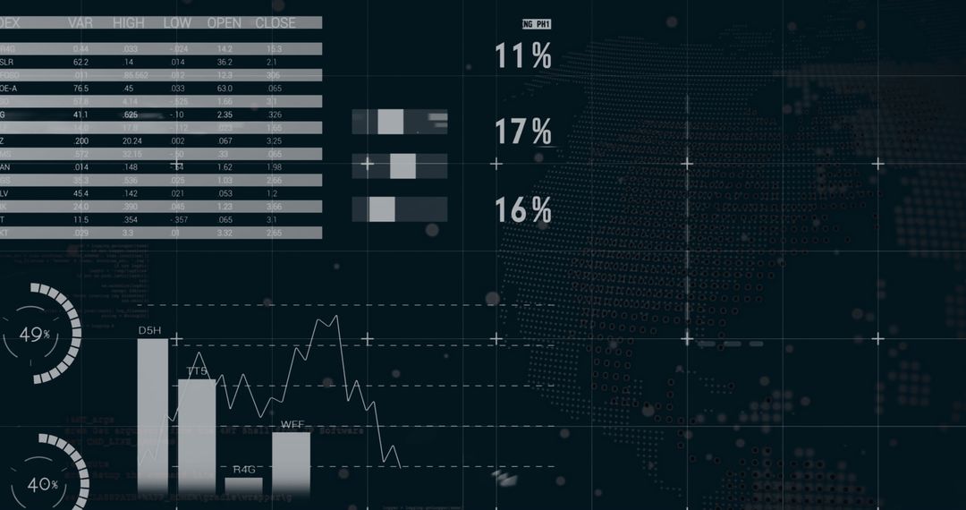 Holographic Financial Infographic with Global Report Interface