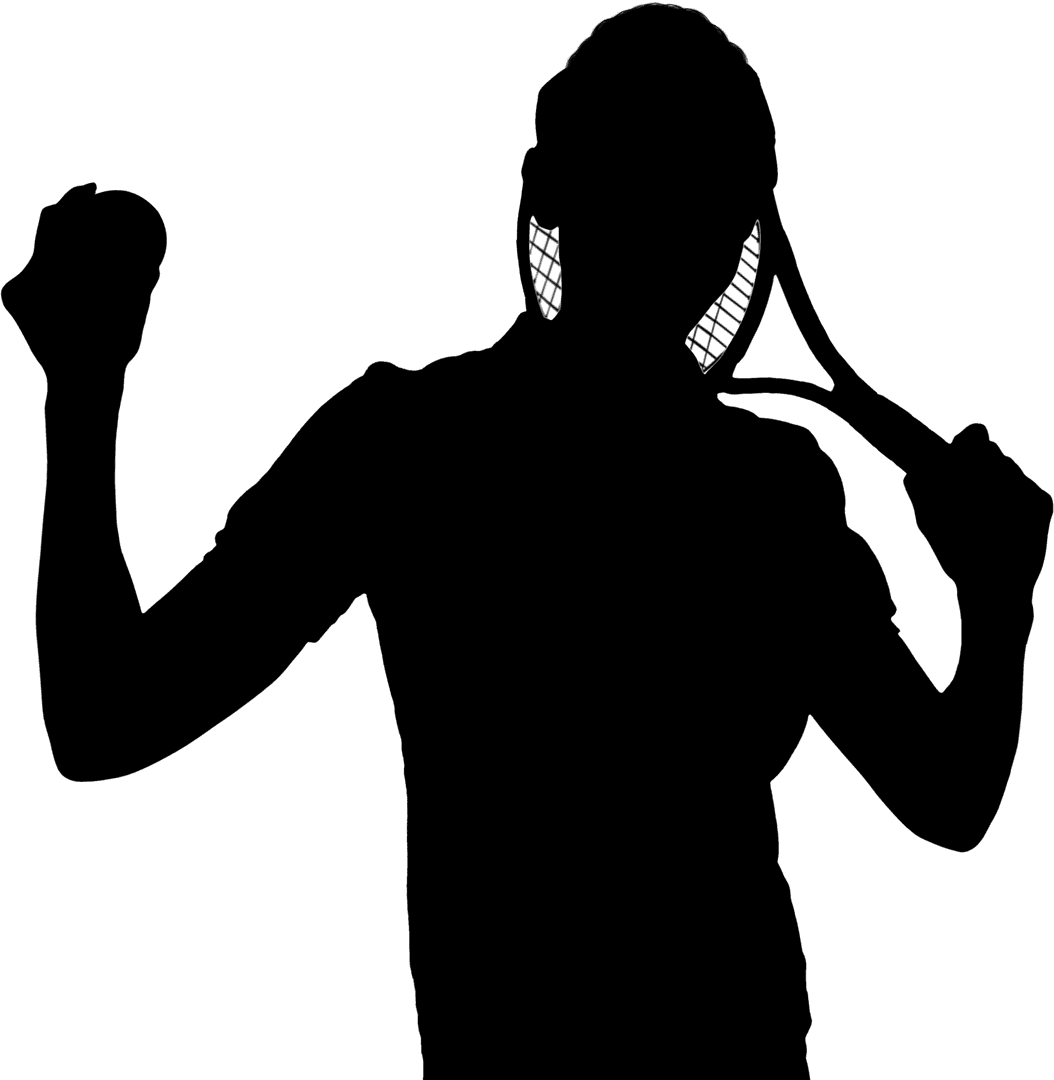 Tennis Player Silhouette on Transparent Background