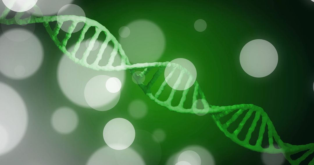 Glowing Green DNA Strand over Abstract Background