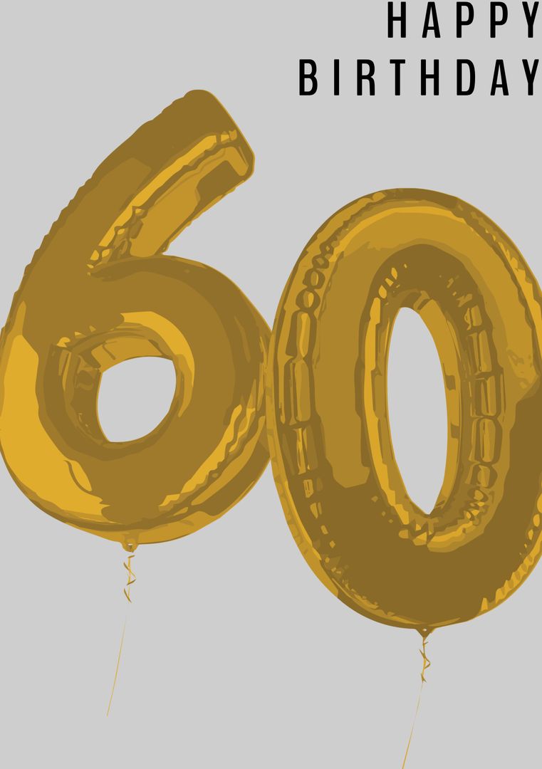 Golden Number 60 Balloons Celebrating 60th Birthday - Download Free Stock Templates Pikwizard.com