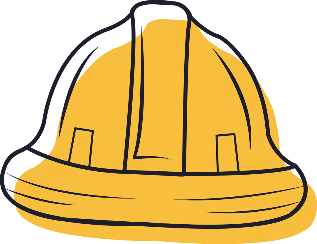 Minimalistic Yellow Hard Hat Illustration on Transparent Background