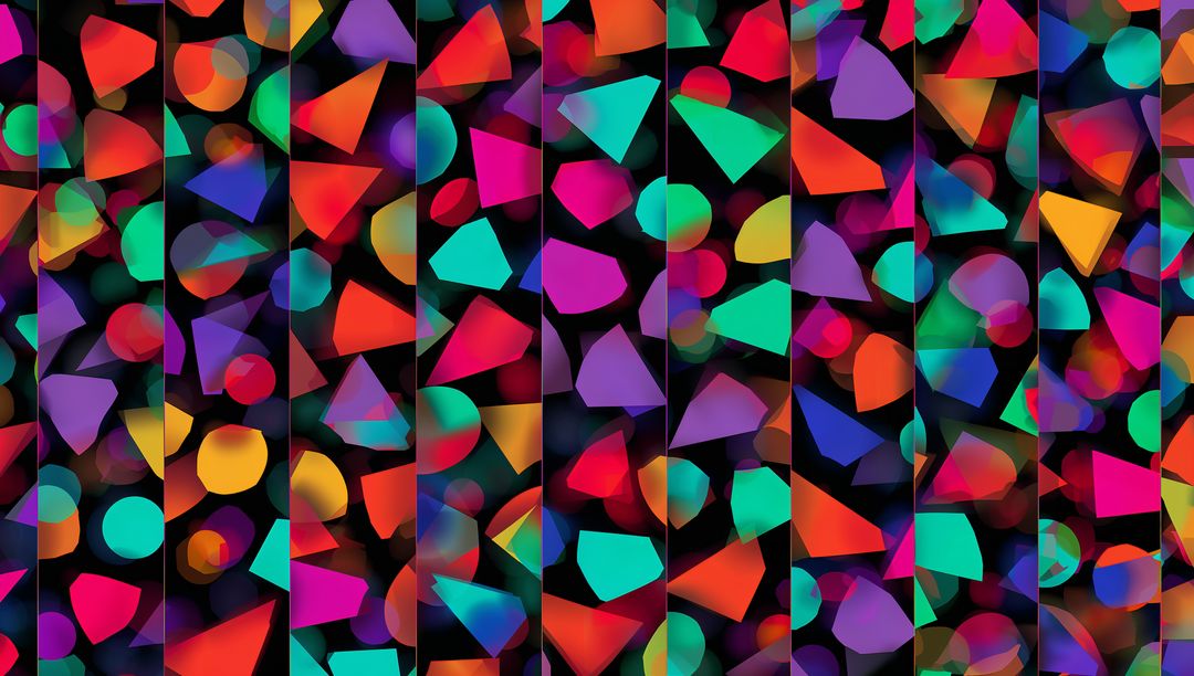 Vibrant Geometric Shapes with Gradient Effects on Black