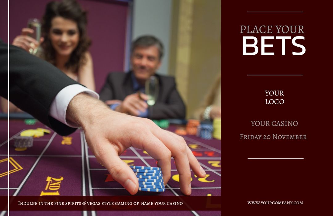 Hand Placing Chips on Casino Table, Promoting Exciting Casino Events - Download Free Stock Templates Pikwizard.com