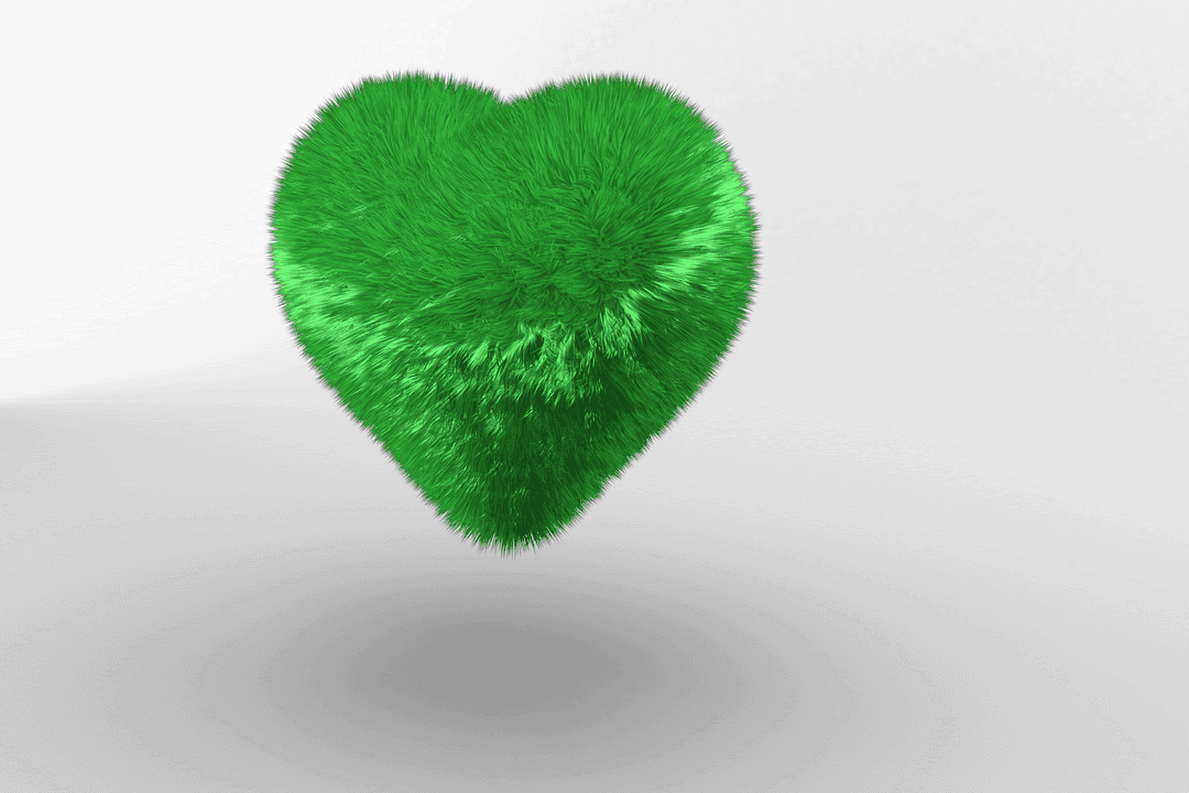 Green Hairy Heart Illustration on Transparent Background