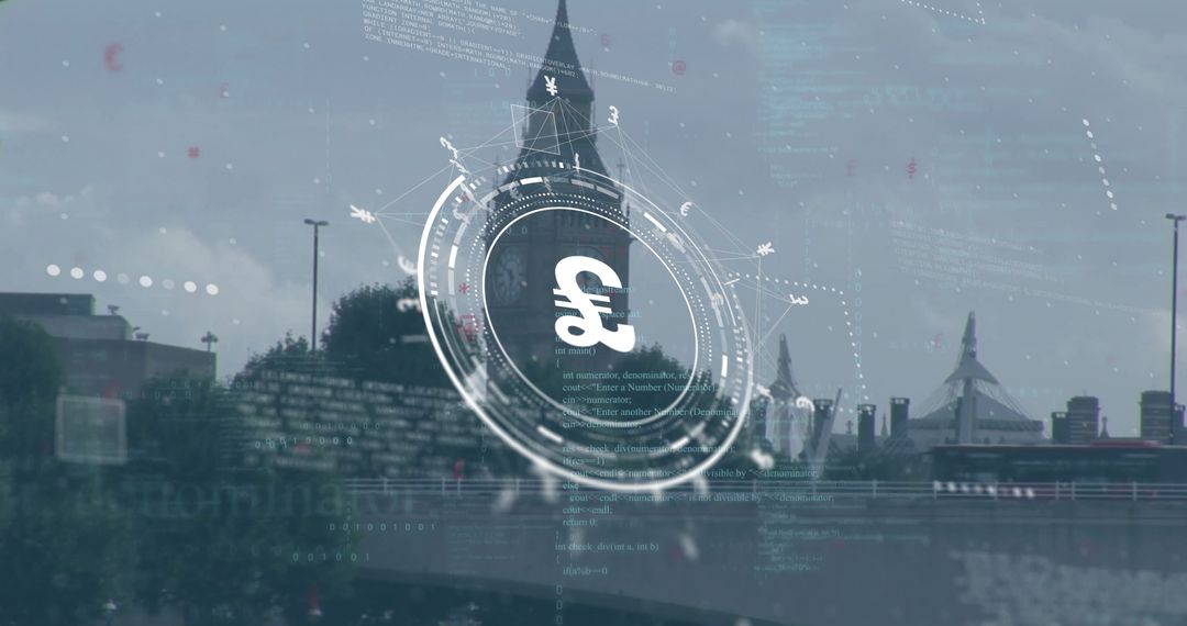 Digital Currency Data Flow Over Modern Cityscape