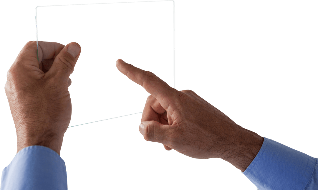 Businessman Using Transparent Glass Interface Posing Potential Technology