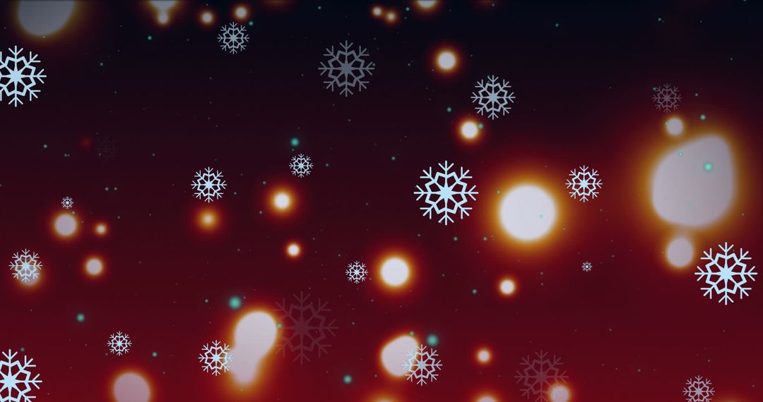 Abstract Holiday Lights and Snowflakes Against Dusky Background