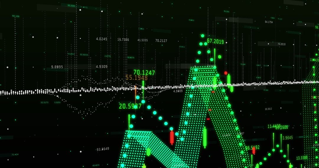 Financial Data Graphics Over World Map in Digital Style