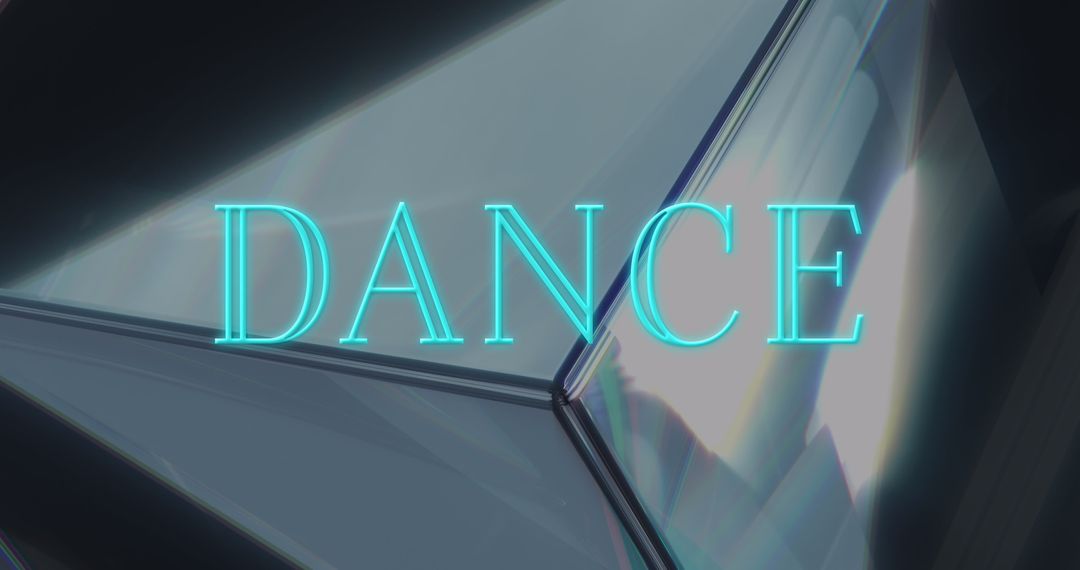 Illuminated Dance Text Over Futuristic Crystal Background