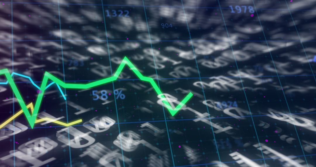 Digital Graph Showing Financial Fluctuations on Digital Grid Interface